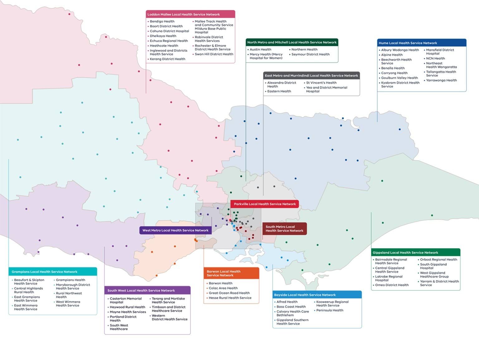 Local Health Service Network map - regional