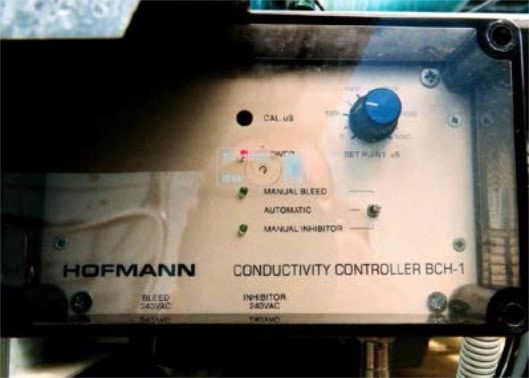 photo 1: pH meter: An example of an automated pH meter linked to a system that treats the water to maintain a predetermined pHphoto 2: pH meter: An example of an automated pH meter linked to a system that treats the water to maintain a predetermined pHphoto 3: Sand filterPhoto 4: Air-cooled system: Three air cooled systems forming part of an air-conditioning systemphoto 5: Tower ladder: Tower safety is important. Proper decking and ladders must be providedphoto 6: Wooden tower: An aged tower constructed largely of woodphoto 7: Changing risks: The re-development of an adjacent building to residential use has increased the numbers of people who live close to the cooling towerphoto 8: Environmental contamination: An unmade car park in the area adjacent to a cooling tower may increase the levels of solids in the water and must be addressed in the RMP